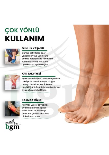 Ortopedik Silikon Tabanlık - Ark Takviyeli - Düz Taban Destekli Silikon Ayakkabı Tabanlığı