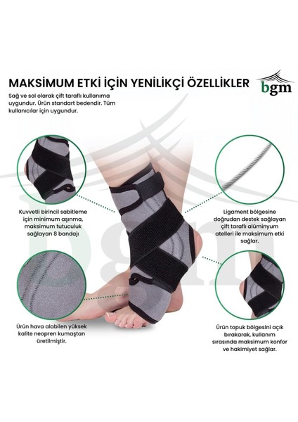 Ligament Destekli Ayak Bilekliği Gri 8 Bandajlı fiyatları