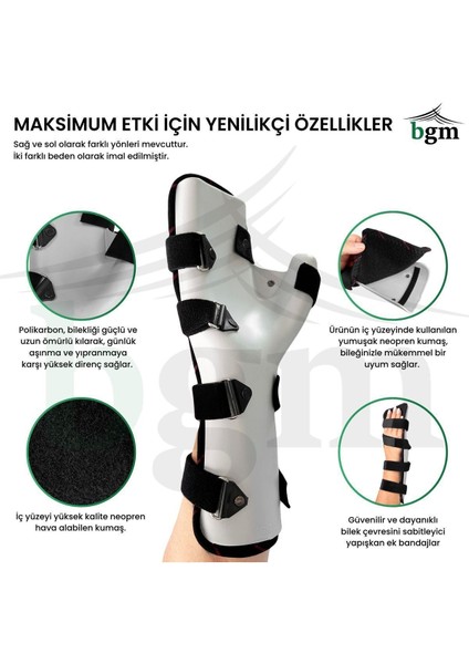 El Istirahat Bilekliği Polikarbon Sabitleyici, Dinlendirici El Bilek Ateli-Sağ