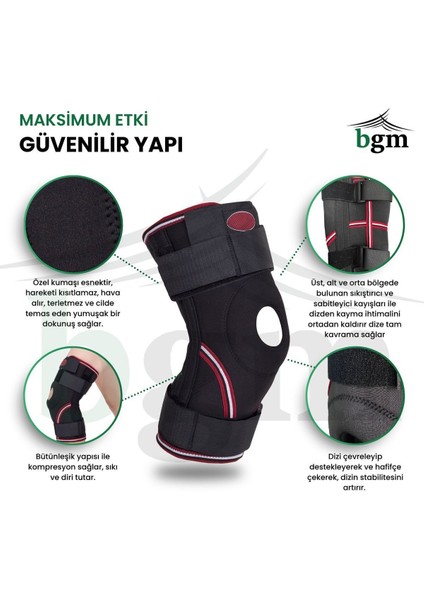 Velkrolu Ligament ve Patella Destekli Dizlik - Fleksible Balenli Patella Neopren Dizlik