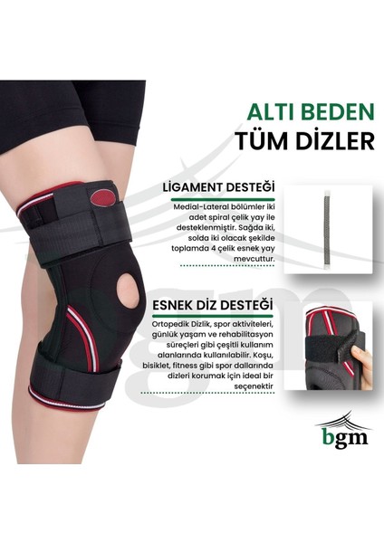 Velkrolu Ligament ve Patella Destekli Dizlik - Fleksible Balenli Patella Neopren Dizlik