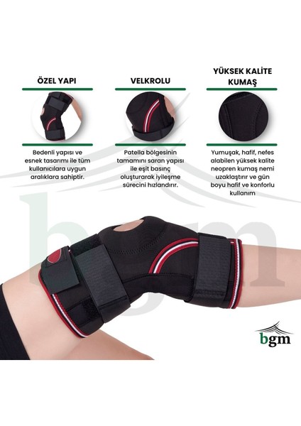Velkrolu Ligament ve Patella Destekli Dizlik - Fleksible Balenli Patella Neopren Dizlik