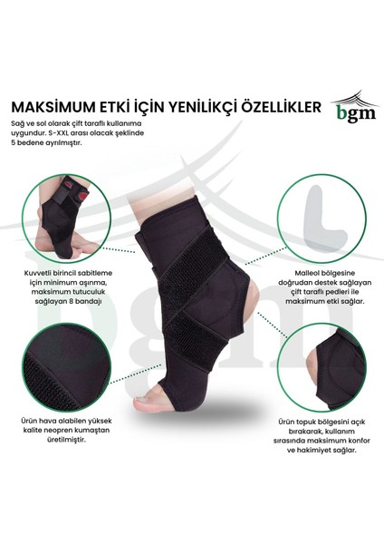 Ayak Bilekliği 8 Bandajlı Malleol Destekli Bileklik