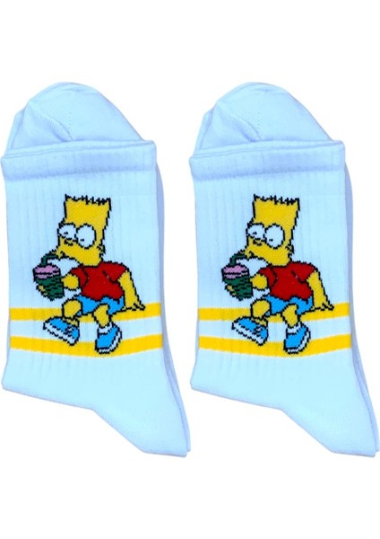 Simpson Çizgi Film Karakter Desenli Kolej Çorap