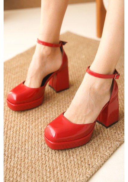 Kadın Gander Platformlu Topuklu Ayakkabı - Kırmızı-Rugan fiyatları