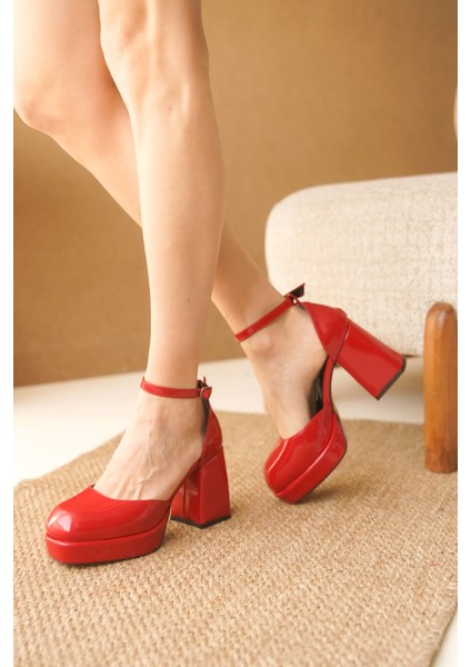 Kadın Gander Platformlu Topuklu Ayakkabı - Kırmızı-Rugan modelleri
