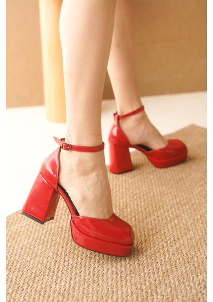 Kadın Gander Platformlu Topuklu Ayakkabı - Kırmızı-Rugan indirimleri