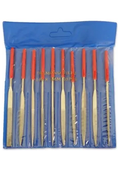 Elmas Eğe Seti 10 Parçalı Hassas Eğeleme Takımı Cam Porselen Mücevher Kalıpcı Eğeleme 3mm * 140MM