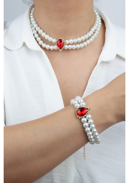 Damla Kristal Taşlı Kolye Bileklik Set