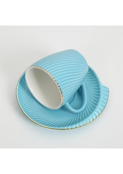 Çizgi Kavis Desenli Turkuaz Fincan Takımı MTFK.0094 fiyatları