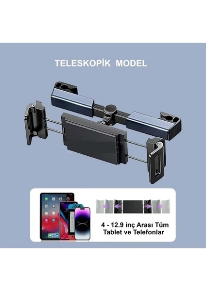 Araç Arka Koltuk Kafalığı Tablet Telefon Tutucu Koltuk Arkası Telefon Tablet Tutucu Güçlü Klips ve Uyumlu Tasarım