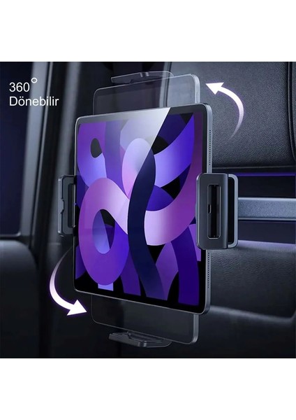 Araç Arka Koltuk Kafalığı Tablet Telefon Tutucu Koltuk Arkası Telefon Tablet Tutucu Güçlü Klips ve Uyumlu Tasarım