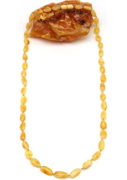 Damla Kehribar Kolye – 56 cm