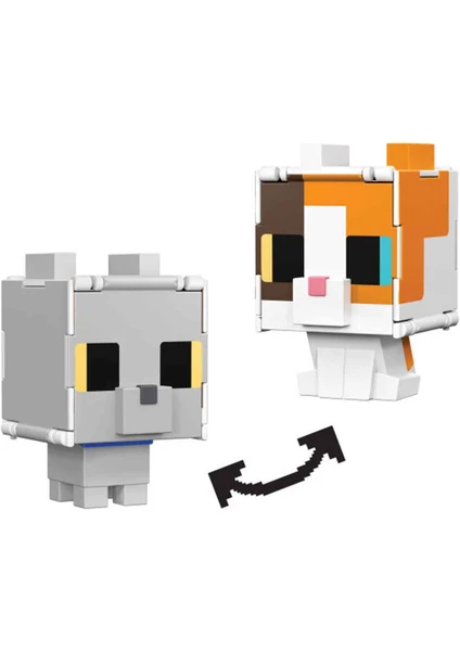 Minecraft Flipping' Figs 2in1 Dönüşen Figür HTL43 - Calico Cat ve British Shorthair Cat