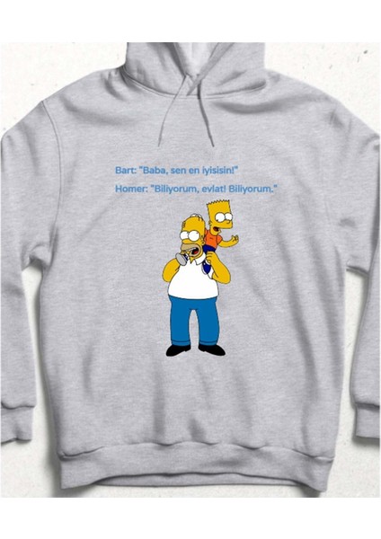 Baba Sen En Iyisin! Kapüşonlu Sweatshirt Gri