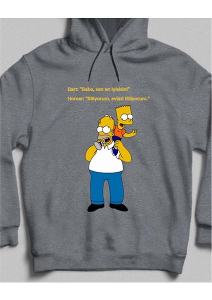 Baba Sen En Iyisin! Kapüşonlu Sweatshirt Gri