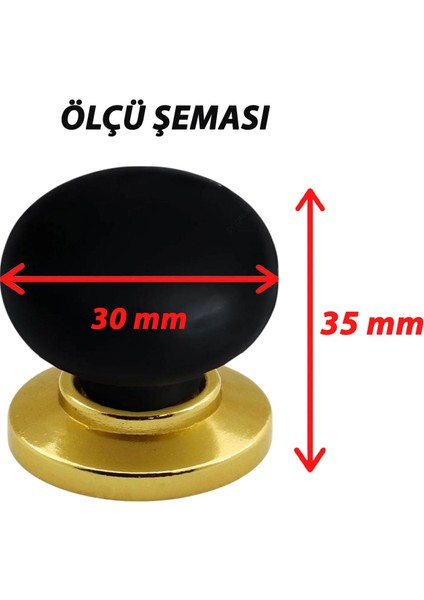 8 Adet Petunya Kulp Siyah Polimer Düğme Kulp Altın Tablalı Mobilya Mutfak Dolabı Çekmece Kulbu