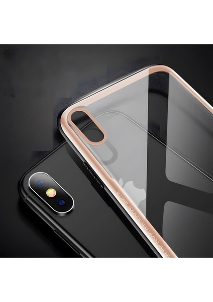 iPhone x / Iphone Xs Kılıf Kenarları Silikon Arka Kısım Temperli Cam Craft Kılıf