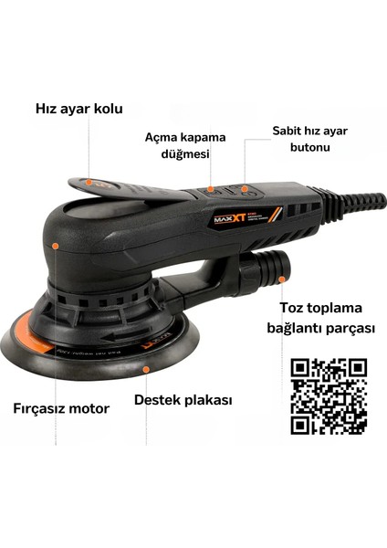R7303 350W 150MM Elektrikli Eksantrik Zımpara Makinesi