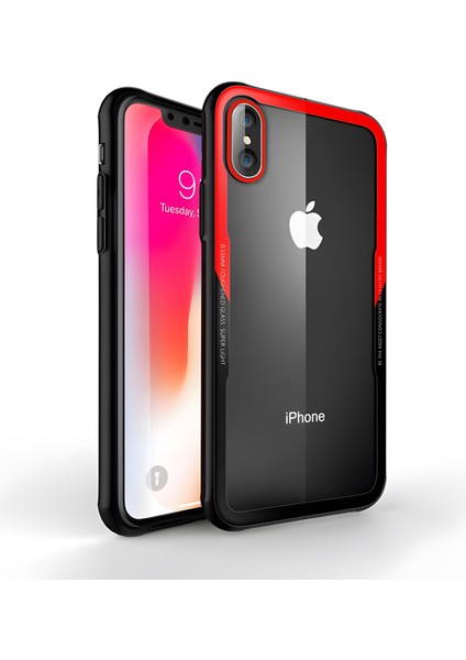 iPhone x / Iphone Xs Kılıf Kenarları Silikon Arka Kısım Temperli Cam Craft Kılıf