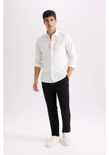 Basic Düz Beli Lastikli Bağcıklı Cepli Jogger Düz Paça Siyah Pantolon D8640AX24AU