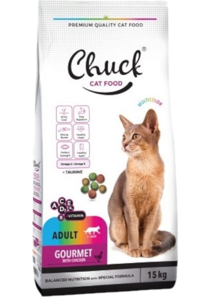 Gourmet Renkli Taneli Yetişkin Kedi Maması - Chuck Gurme Kuru Kedi Maması - 15 kg