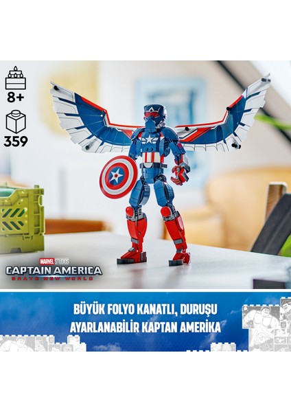 ® Marvel Yeni Kaptan Amerika Yapım Figürü 76296 - 8 Yaş ve Üzeri Süper Kahraman Seven Çocuklar Için Koleksiyonluk Yaratıcı Oyuncak Yapım Seti (359 Parça)