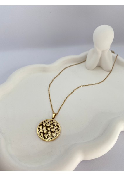 Lucky B&e Yaşam Çiçeği Çelik Kolye Gold