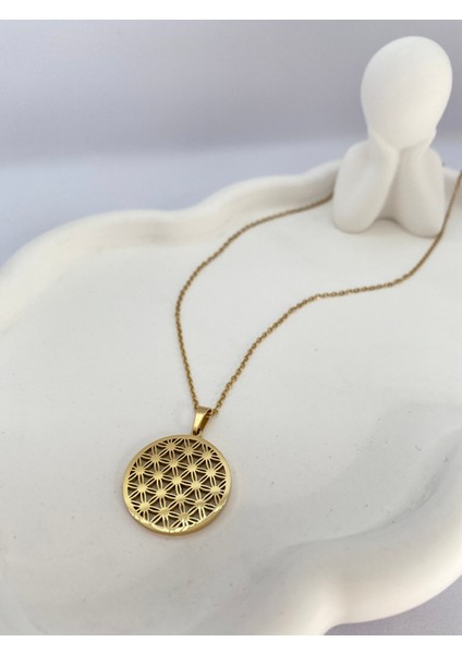 Lucky B&e Yaşam Çiçeği Çelik Kolye Gold