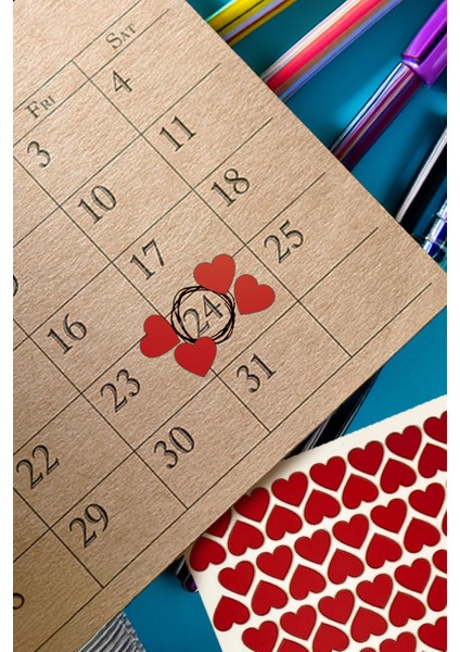 Kırmızı Kalpler Hediye Paketi Sticker, Sticker Su Geçirmez 180 Adet (2 Cm) fiyatları