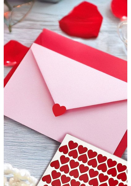 Kırmızı Kalpler Hediye Paketi Sticker, Sticker Su Geçirmez 180 Adet (2 Cm) fırsatları