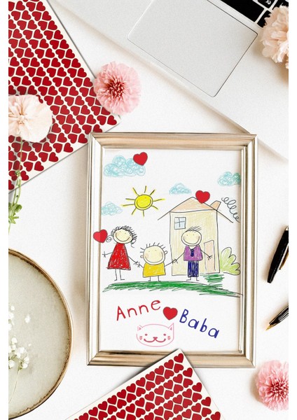 Kırmızı Kalpler Hediye Paketi Sticker, Sticker Su Geçirmez 320 Adet (1 Cm) modelleri