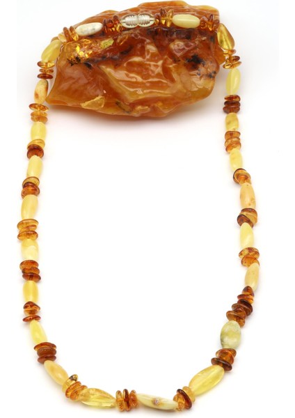 Damla Kehribar Kolye – 54 cm