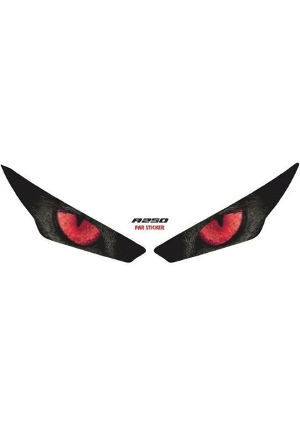 Rks R250 Kırmızı Göz Far Sticker Etiket Modeli