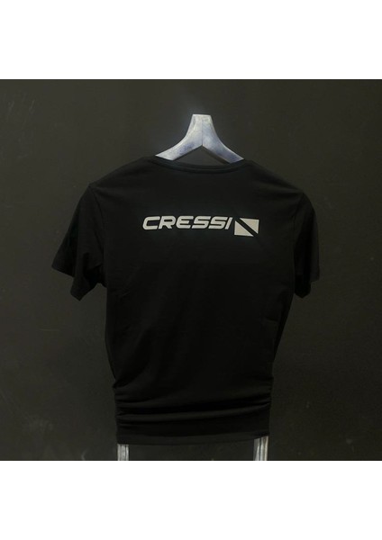 Cressi Sponsor Markalı Siyah T-Shirt Modeli