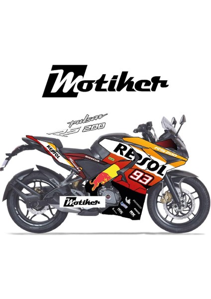 Bajaj RS200 Repsol Sticker Etiket Parçalı Kaplama Modeli