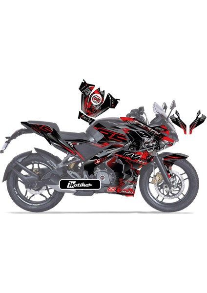 Bajaj RS200 Devil Sticker Etiket Parçalı Kaplama Modeli