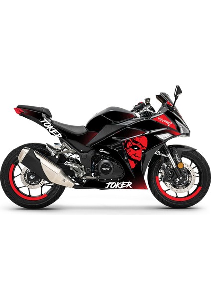 Rks R250 Joker Kırmızı Parçalı Kaplama Sticker Etiket Modeli