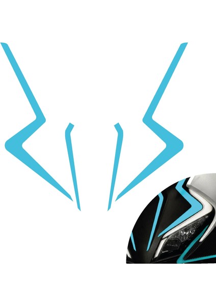 Cfmoto 450SR Sticker Ön Kafa Dörtlü Etiket Modeli Turkuaz modelleri