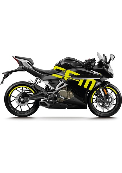 Cfmoto 250SR Sticker Yan Grenaj & Jant Dışı Yarım Daire Neon Yeşil (Sarı)
