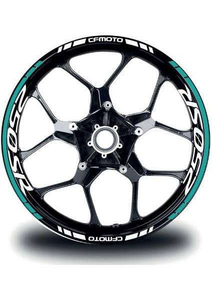 Cfmoto 250SR Jant Sticker Iç & Dış Takım Etiket Modeli Turkuaz - Beyaz