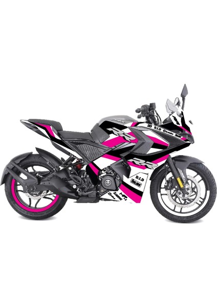 Bajaj RS200 Rr Model Tasarım Motosiklet Sticker Etiket Modeli Pembe - Siyah