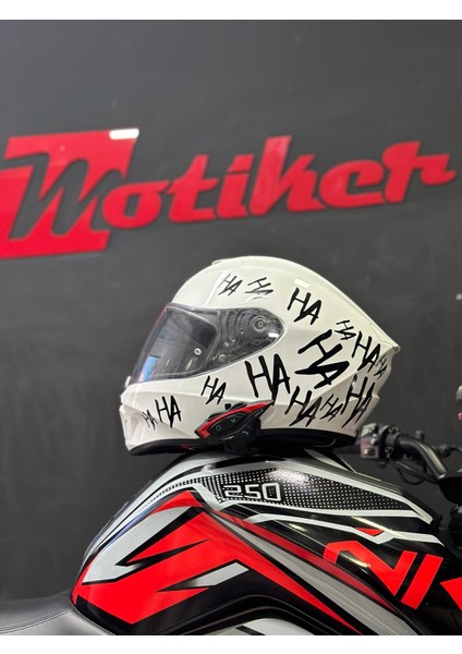 Joker Sticker Hahaha Kask Modeli Siyah