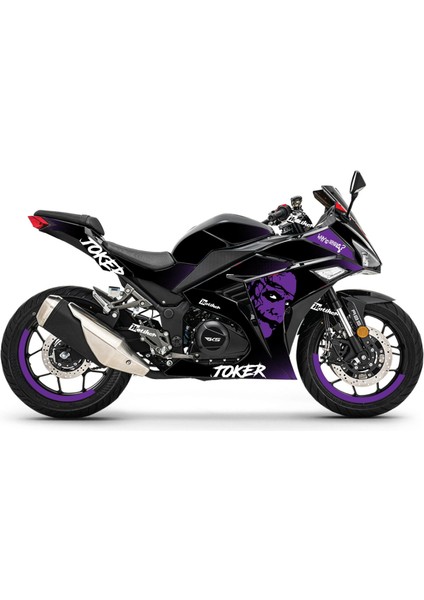 Rks R250 Joker Mor Parçalı Kaplama Sticker Etiket Modeli