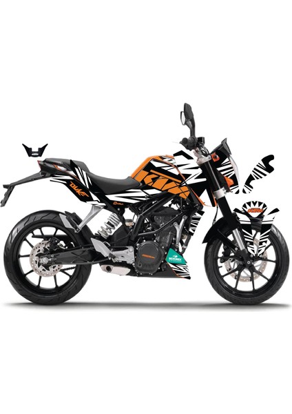 Ktm Duke 200 Sticker Motosiklet Parçalı Lined Kaplama Modeli Beyaz