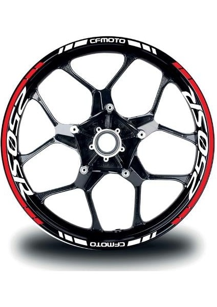 Cfmoto 250SR Jant Sticker Iç & Dış Takım Etiket Modeli Kırmızı - Beyaz