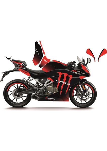 Cfmoto 250SR Kırmızı Monster model Parçalı Motosıklet Kaplama Stıcker Etıket Modelı