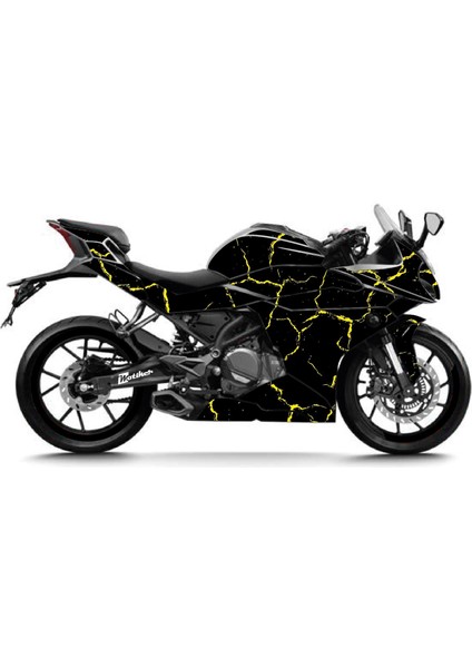 Cfmoto 250SR Sticker 2020-2024 Şimşek Desen Kaplama Sticker Etiket Modeli Sarı