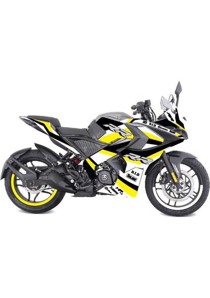 Bajaj RS200 Rr Model Tasarım Motosiklet Sticker Etiket Modeli Sarı - Siyah