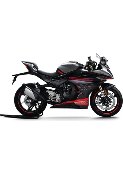 Cfmoto 450SR Orijinal Sticker Tasarım Etiket Modeli Grenaj Üstü Şerit Kırmızı Sol